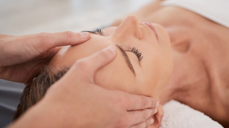 Woman getting a facial