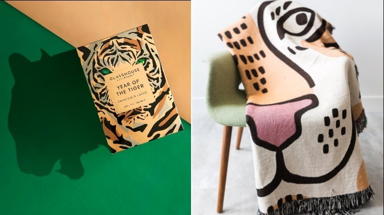 Tiger print candle box and tiger print blanket