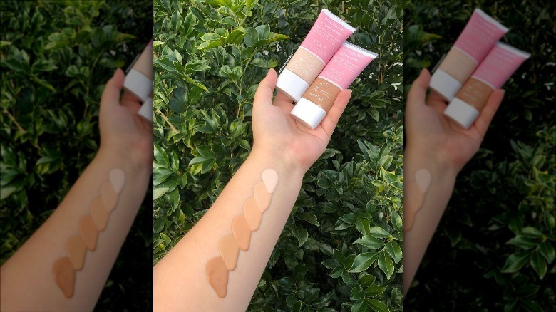 CoverGirl's Skin Milk Foundation swatches on arm