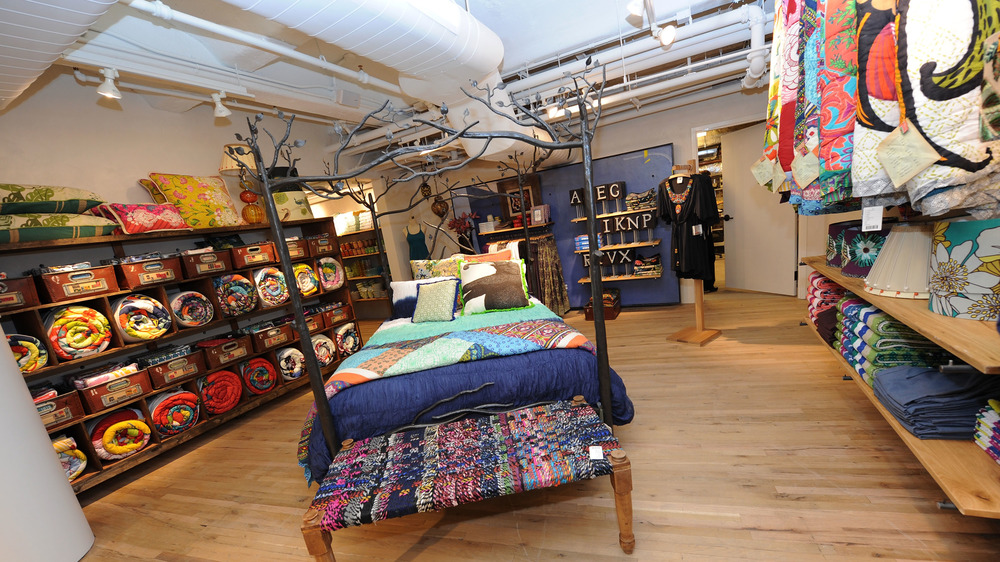 A bed inside Anthropologie 