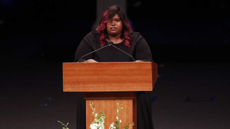 Bridget McCain at father's funeral