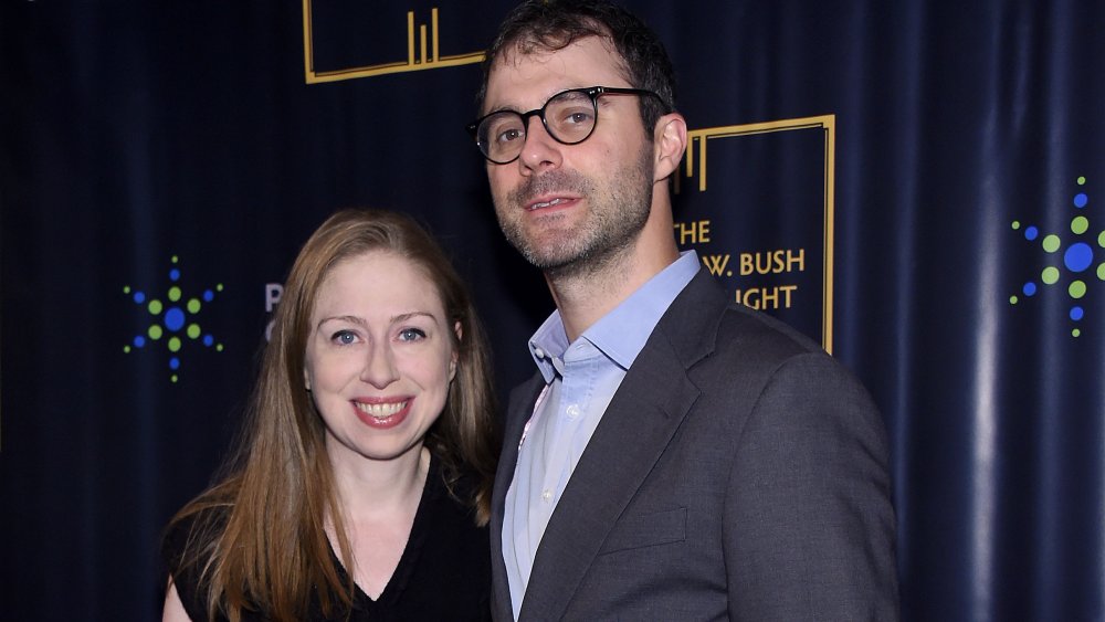 Chelsea Clinton and her husband at a 2019 gala