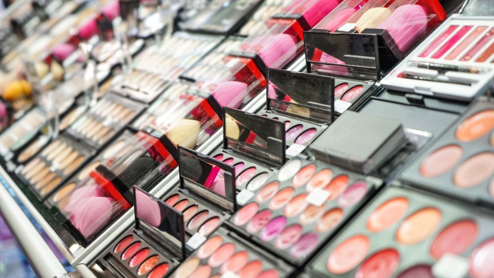 A clean beauty cosmetics display at modern shop