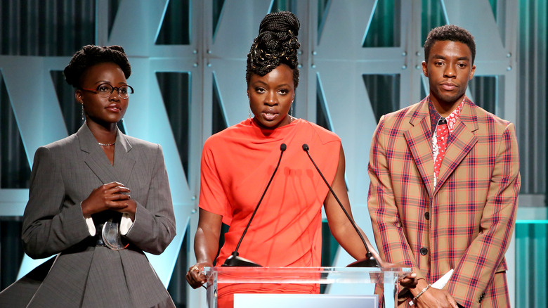 Lupita Nyong'o, Danai Gurira, and Chadwick Boseman