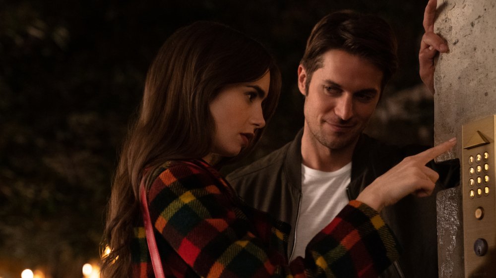 Lily Collins and Lucas Bravo in Emily in Paris