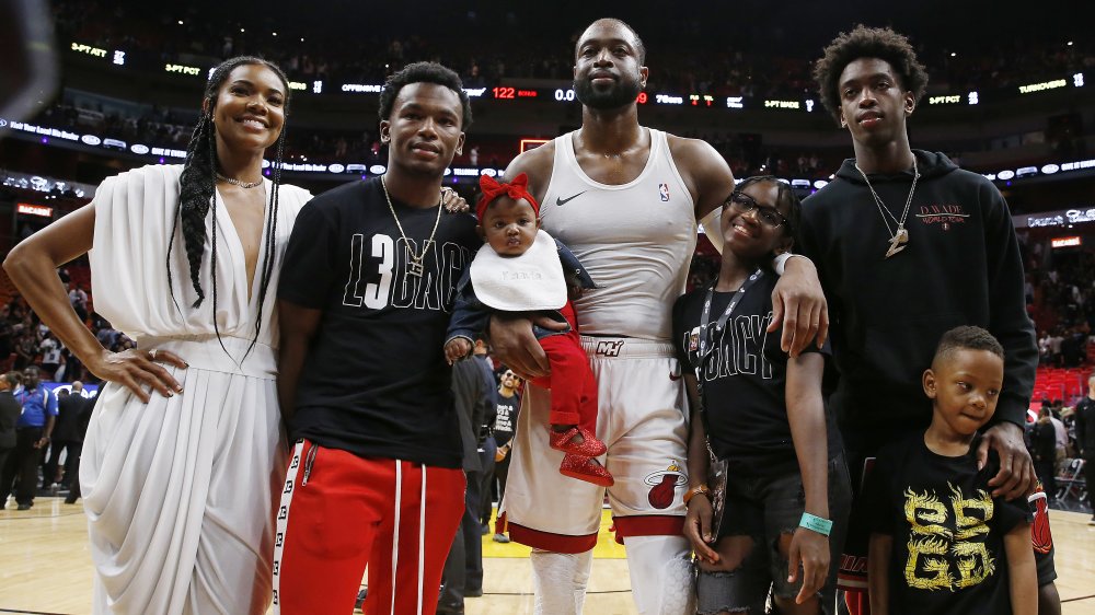 Gabrielle Union and her family at her husband's final game