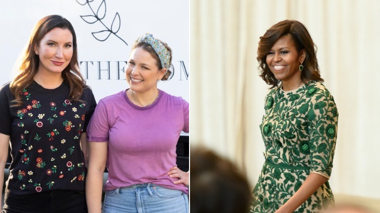 Clea Shearer and Joanna Teplin smiling, Michelle Obama smiling