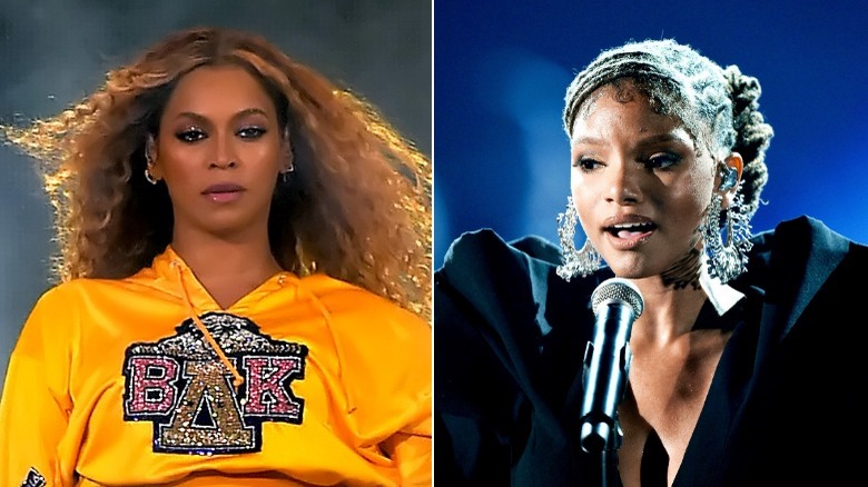 Beyoncé/Halle Bailey split image