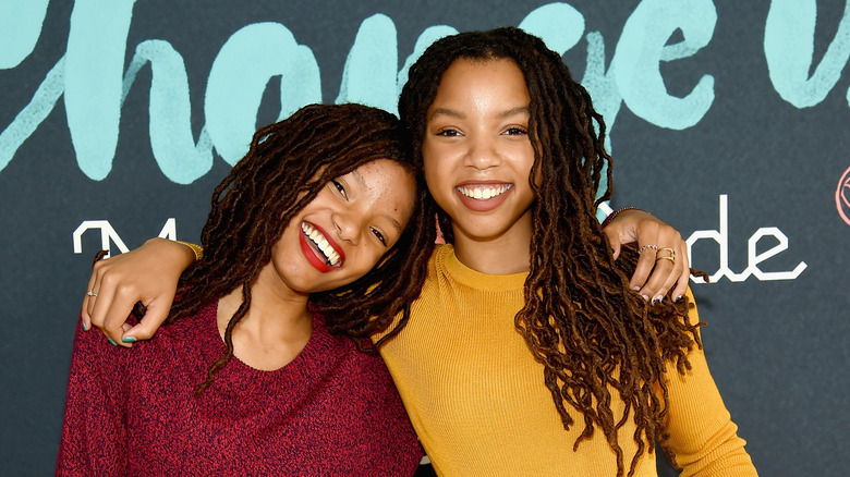 Halle and Chloe Bailey smiling together