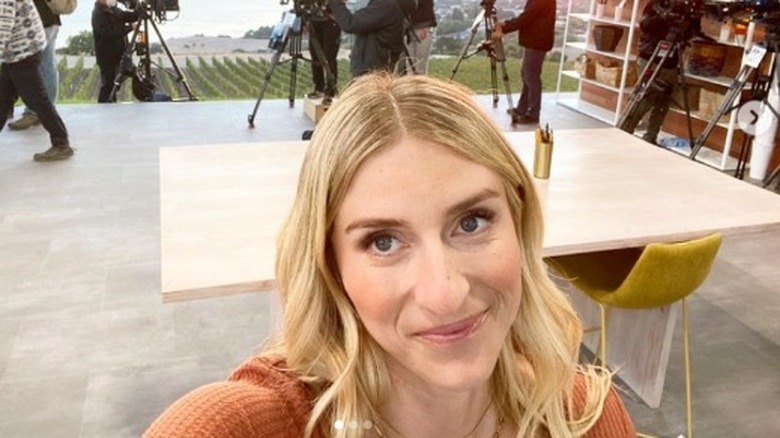 Jasmine Roth taking selfie on set