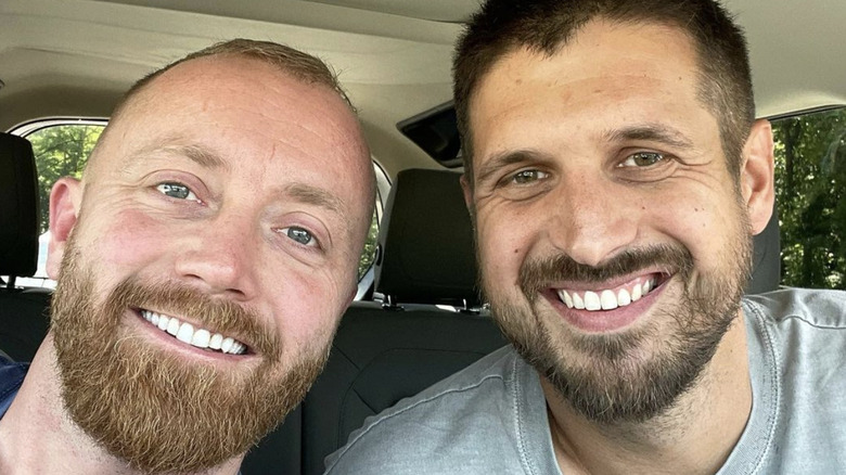 Keith Bynum and Evan Thomas selfie in car