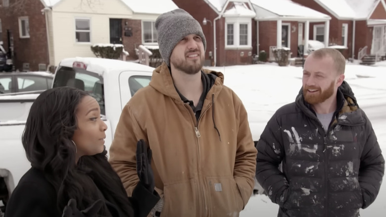 Shea Hicks-Whitfield, Keith Bynum, & Evan Thomas outside in snow