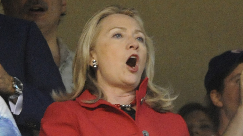 Hillary Clinton with mouth open