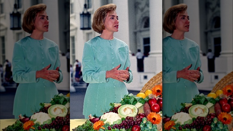 Hillary Clinton with vegetables