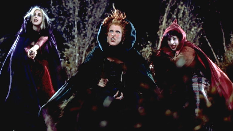 Sarah Jessica Parker, Bette Midler, and Kathy Najimy flying in Hocus Pocus