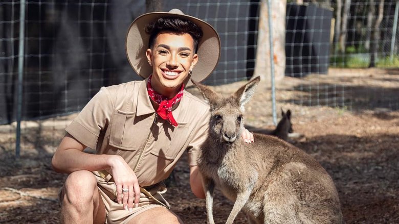 James Charles with a kangaroo