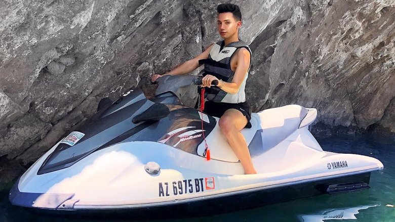 James Charles on a jetski