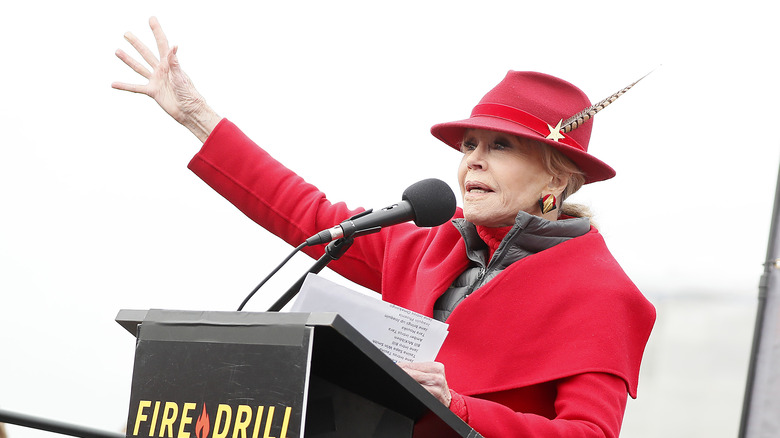 Jane Fonda at a protest