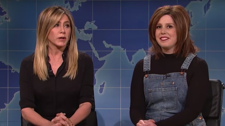 Jennifer Aniston and Vanessa Bayer on Saturday Night Live