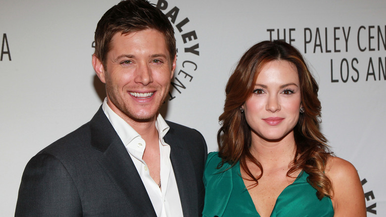 Jensen Ackles with Danneel Ackles in green dress