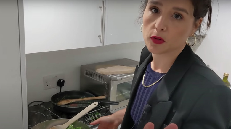 Jessie Ware cooking in her kitchen