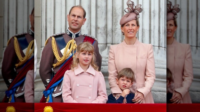 Prince Edward with his wife and kids on balcony