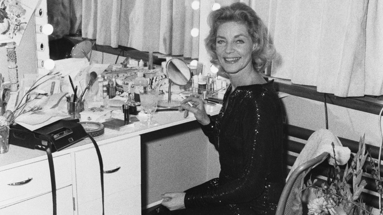 Lauren Bacall backstage at a theater