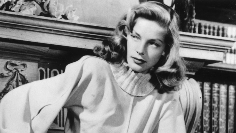 Lauren Bacall posing on set