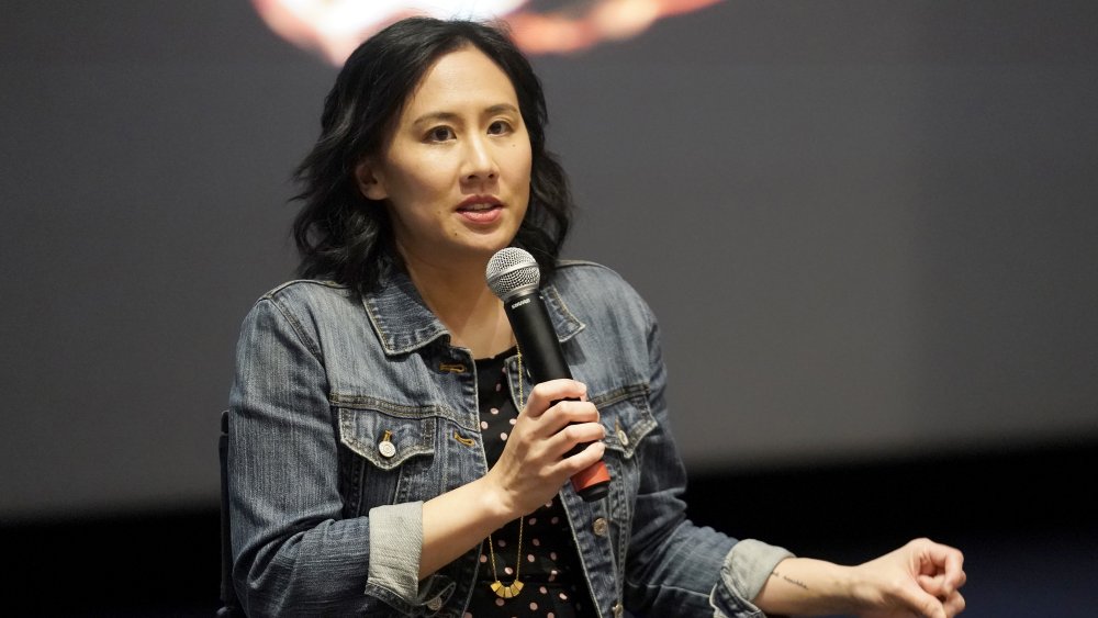 Celeste Ng speaking at a Little Fires Everywhere event in 2020