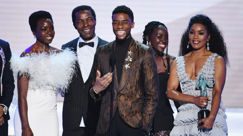 Lupita Nyong'o and the cast of Black Panther at the Golden Globe Awards