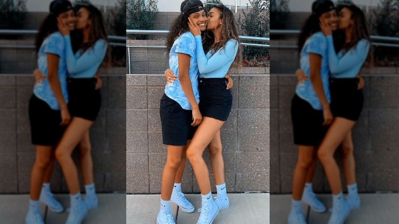 Bailey and girlfriend in matching outfits