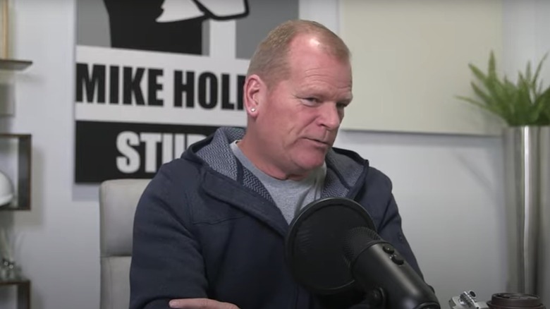 Mike Holmes recording a podcast