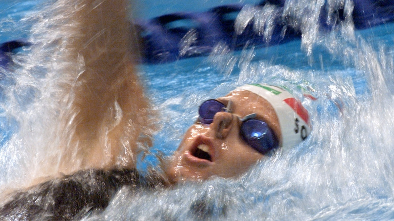 Princess Charlene of Monaco's royal family swimming