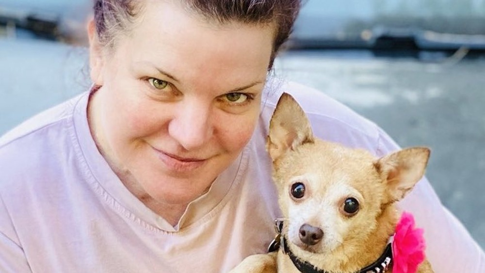 Pauley Perrette and a dog