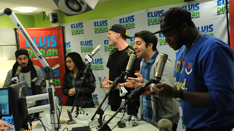 Pentatonix singing on the radio