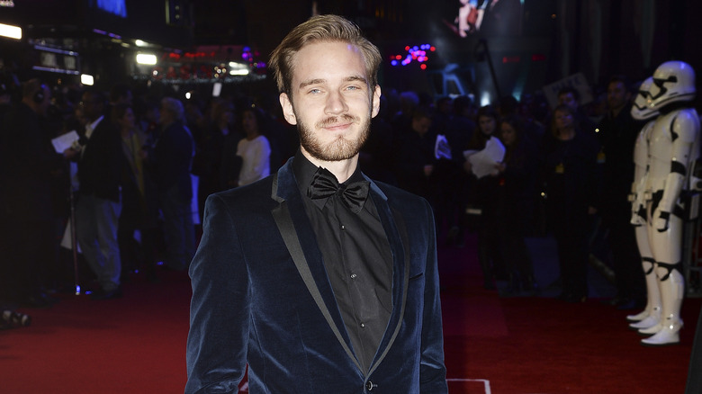 PewDiePie in a suit on the red carpet