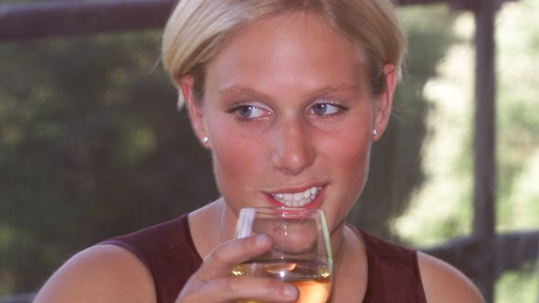 Zara Tindall drinking wine