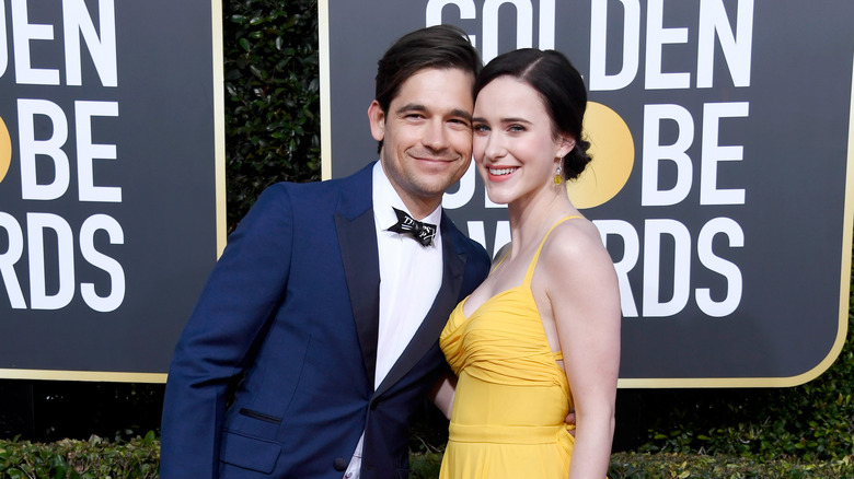 The Marvelous Mrs. Maisel star Rachel Brosnahan and her husband, The Magicians actor Jason Ralph, at the Golden Globe awards in 2019
