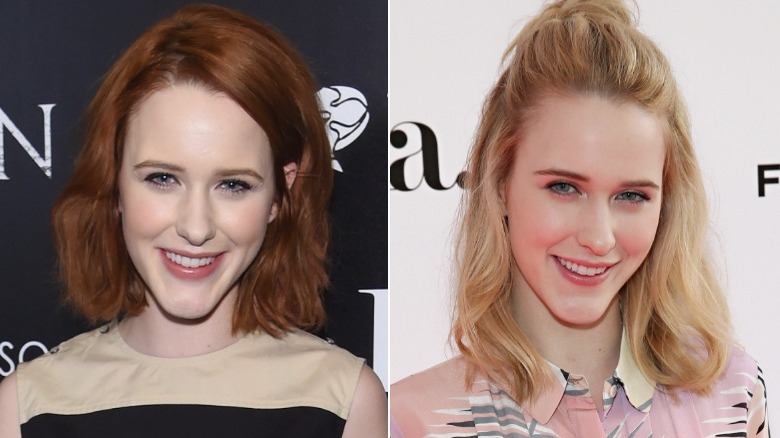 The Marvelous Mrs. Maisel star Rachel Brosnahan with red hair and blonde hair