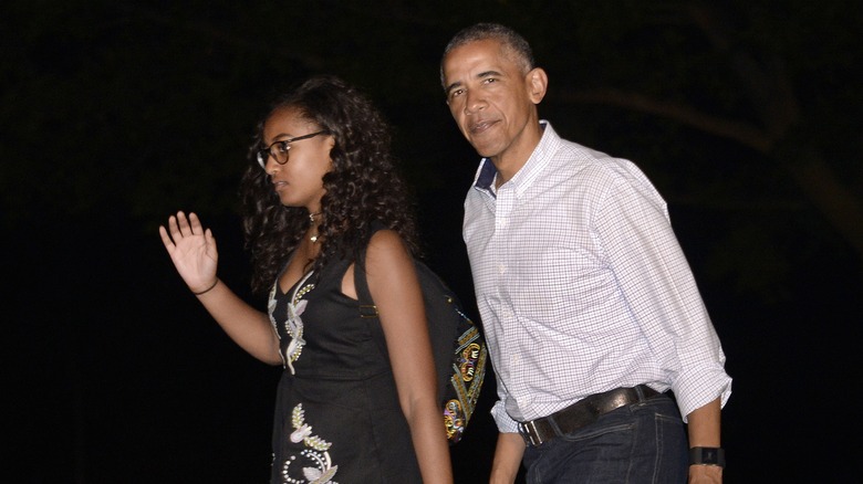 Sasha Obama and her father, Barack Obama