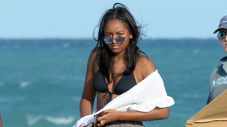 Sasha Obama at the beach