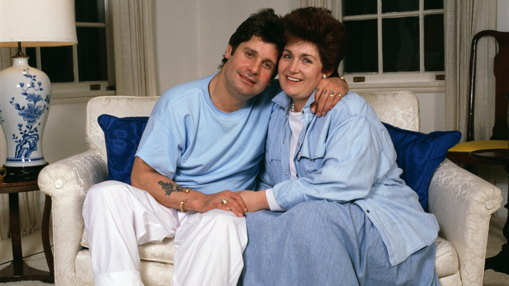 Ozzy Osbourne and Sharon Osbourne hugging