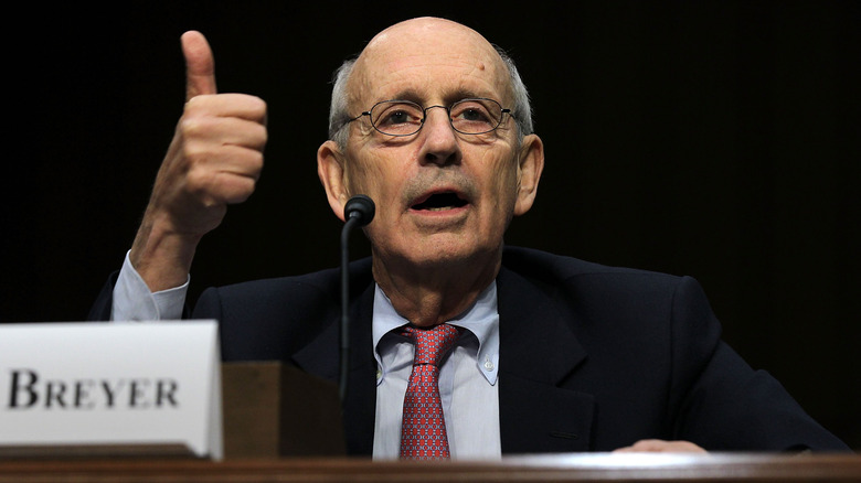 Stephen Breyer holding up thumb