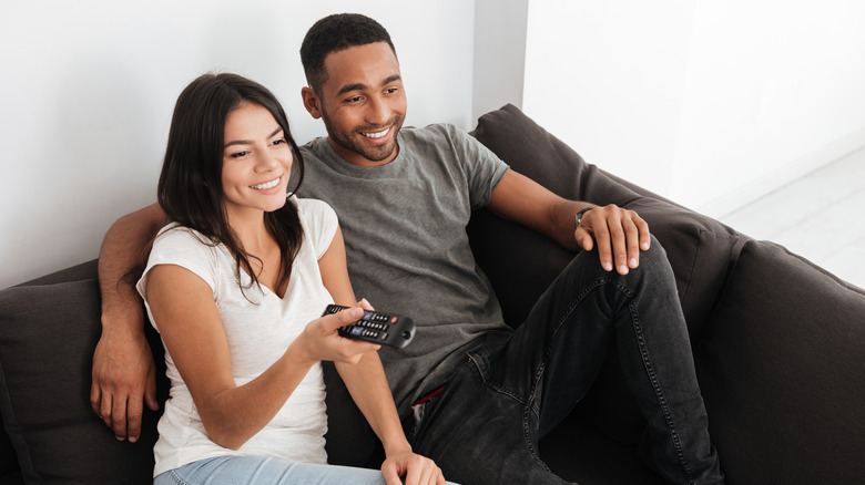 Couple watching television