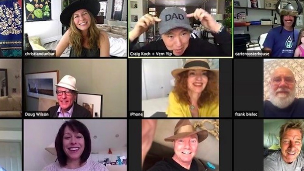 The Trading Spaces cast on a Zoom call