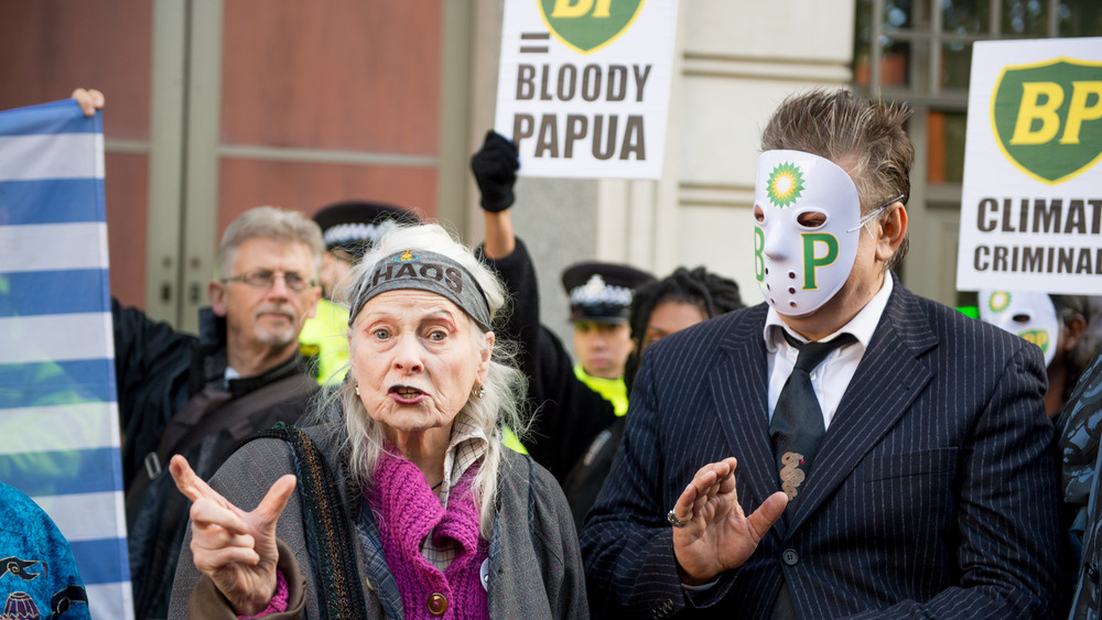 Vivienne Westwood at a protest against BP