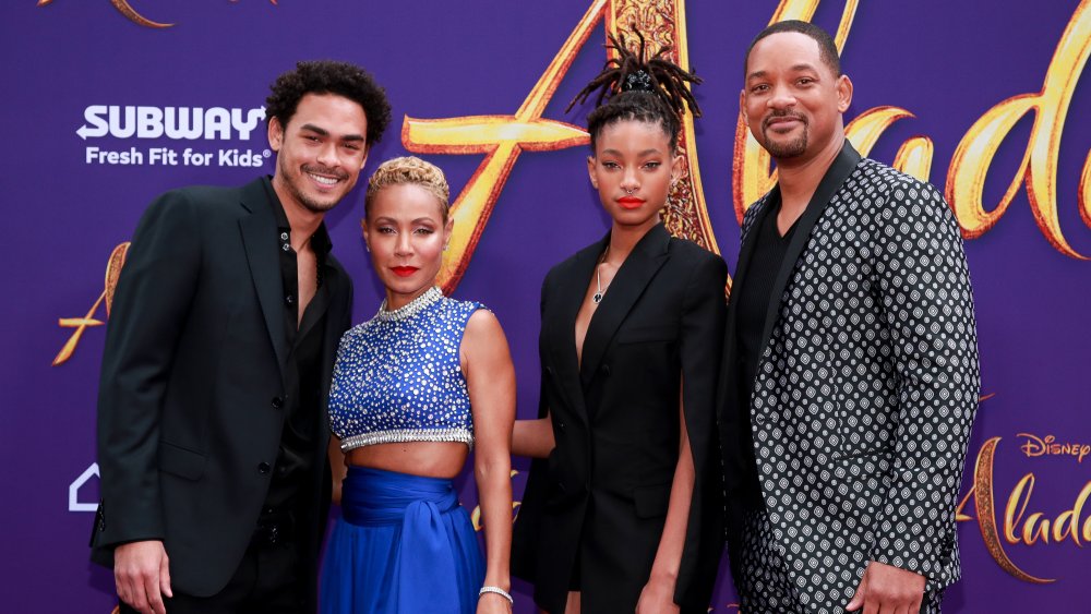 Trey, Jada, Willow, and Will Smith at the Aladdin premier in 2019