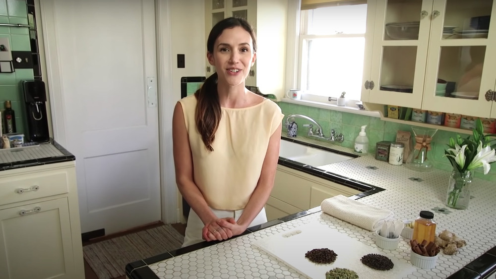 Adriene Mishler at her kitchen counter