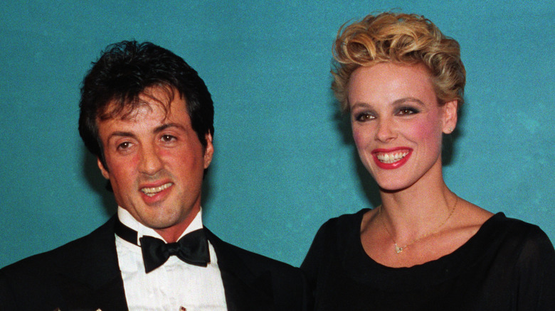 Sylvester Stallone and Brigitte Nielsen smiling