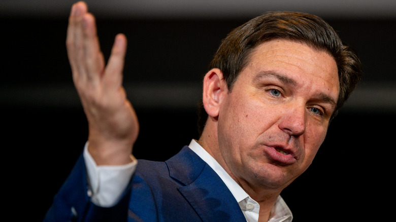 Ron DeSantis speaks to supporters during a campaign rally